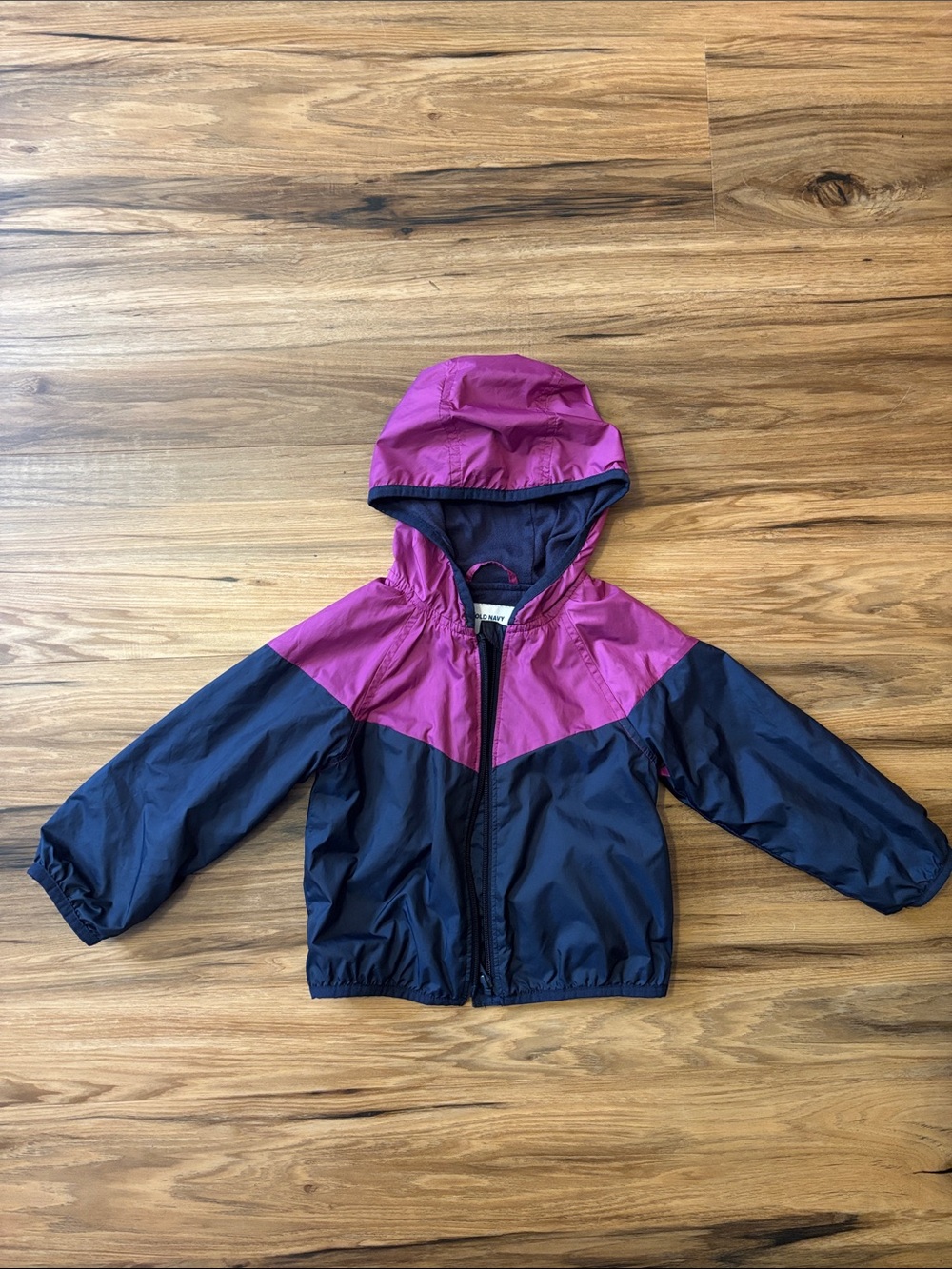 Old Navy Pink & Navy Hooded Wind Breaker